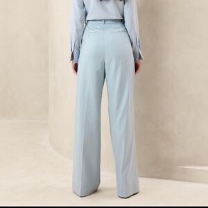 Banana Republic Pleated Wide Leg Trousers Women's Size 14 Light Blue Work Pants